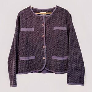 Iridium Women’s Medium Textured Blazer Rich Purple Preppy Parisian Quiet Luxury